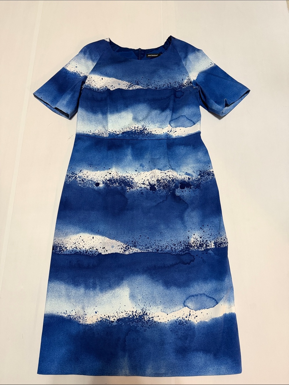 Marimekko Abstract Ocean Print Shift Midi Dress Cotton size 42 (M)